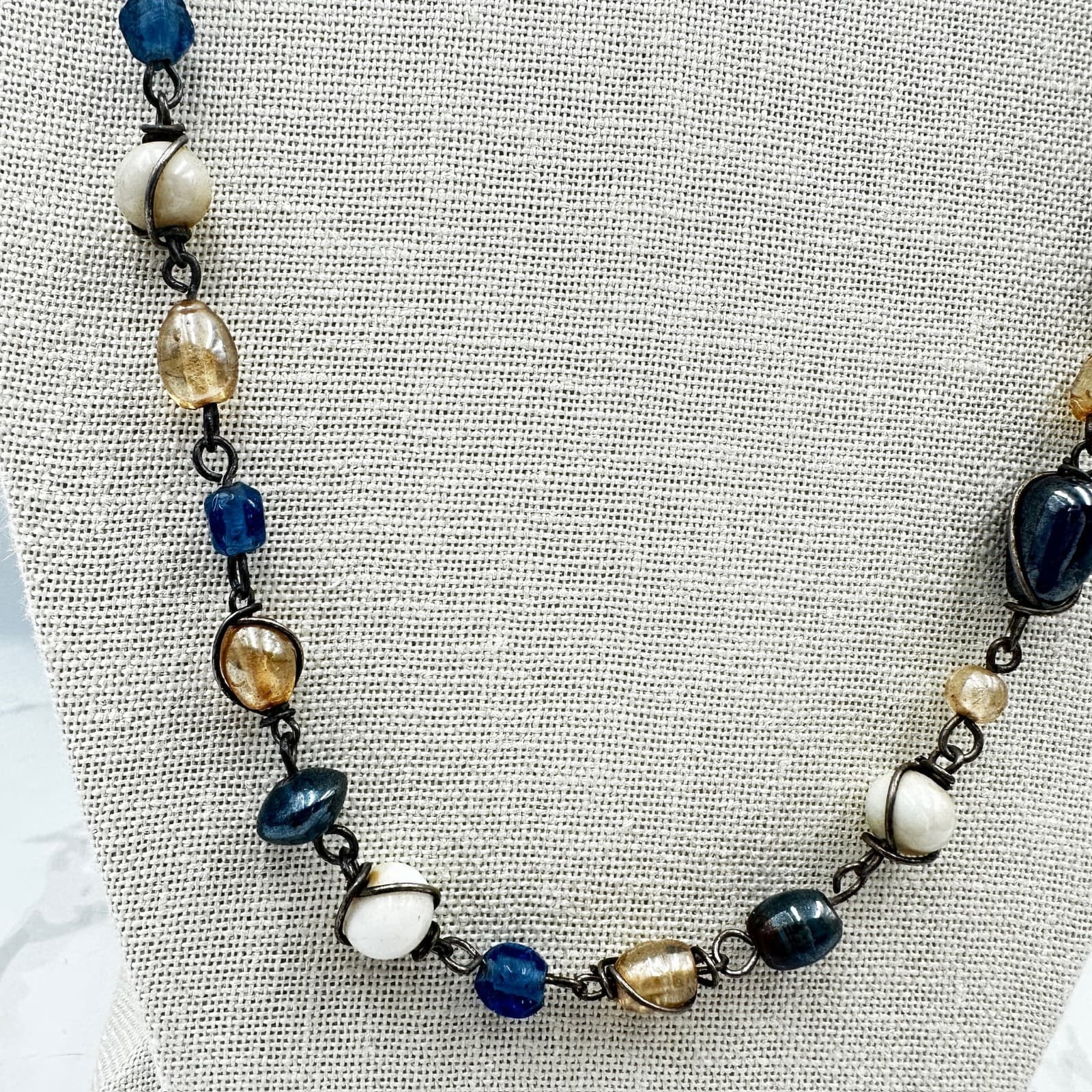 Vintage Multi-Color Classic Boho Princess Length Rosary Chain Beaded Lobster - Thumbnail 3