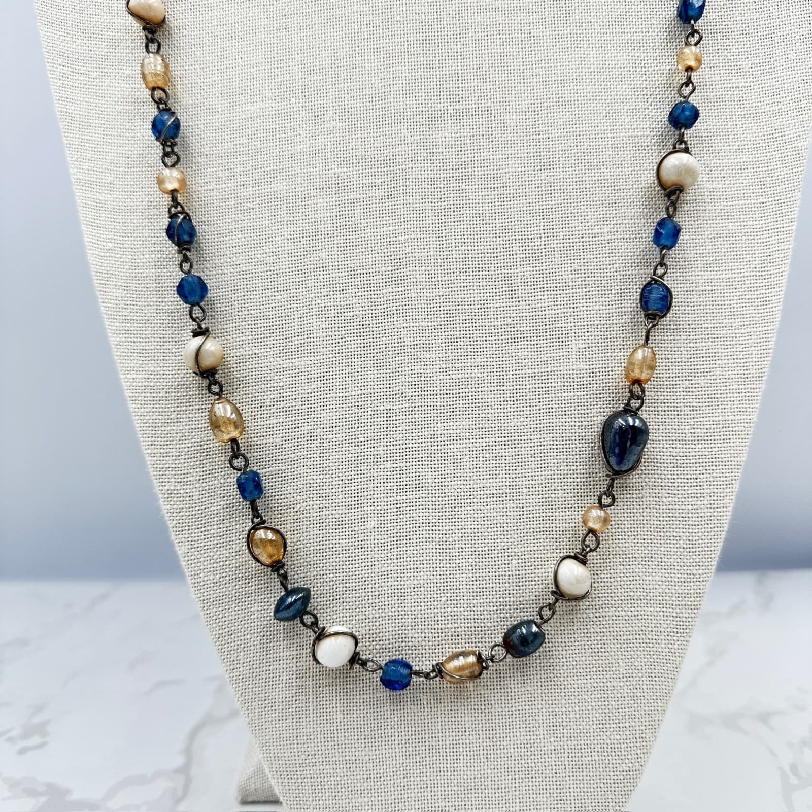 Vintage Multi-Color Classic Boho Princess Length Rosary Chain Beaded Lobster - Thumbnail 2