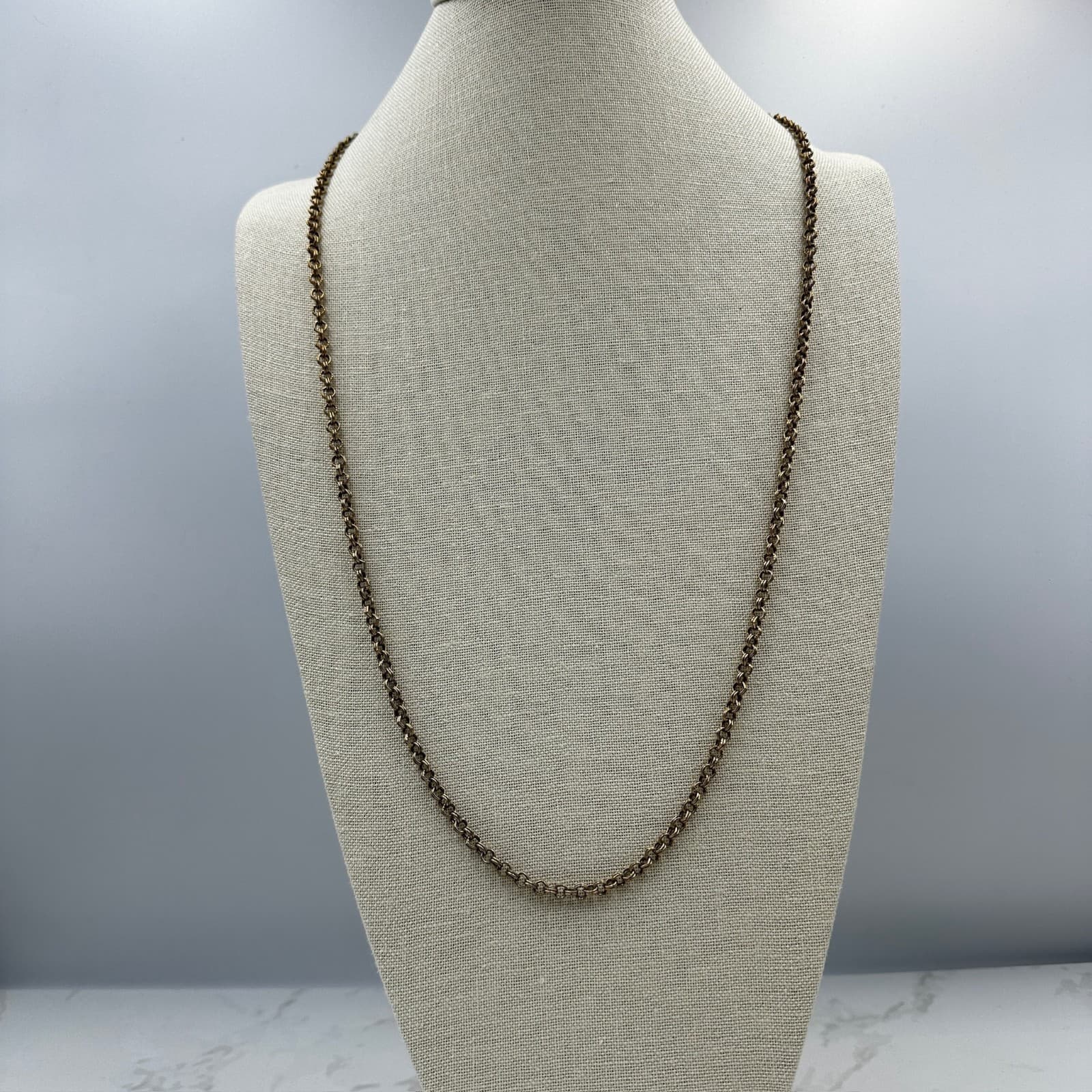 Vintage Gold-Tone Classic Fashion Unisex Adjustable Rolo Chain Lobster Necklace