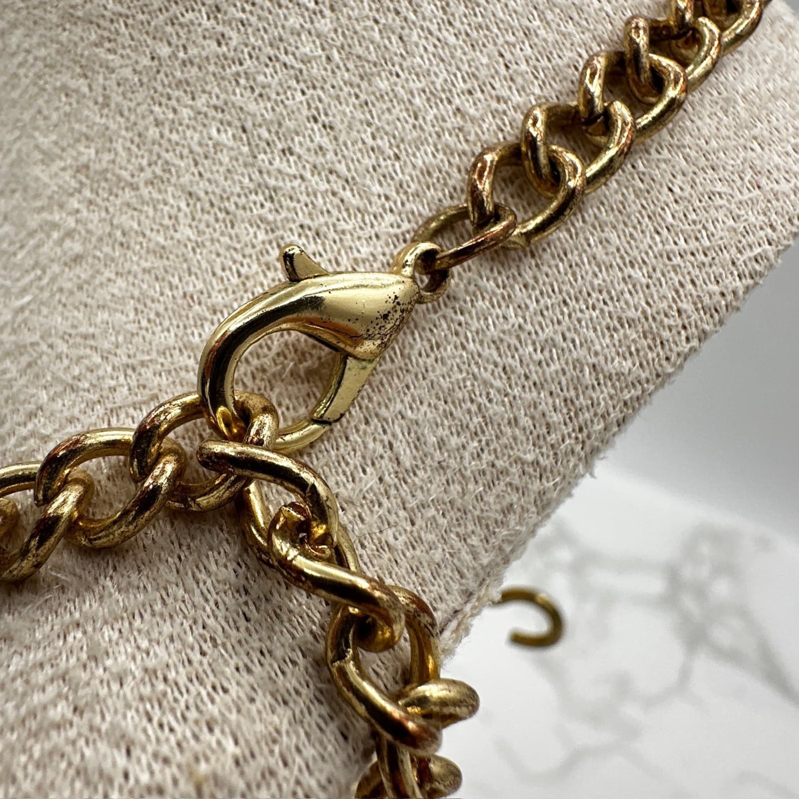 Vintage Gold-Tone Classic Curb Faceted Beads Glamorous Bib Choker Statement - Thumbnail 7