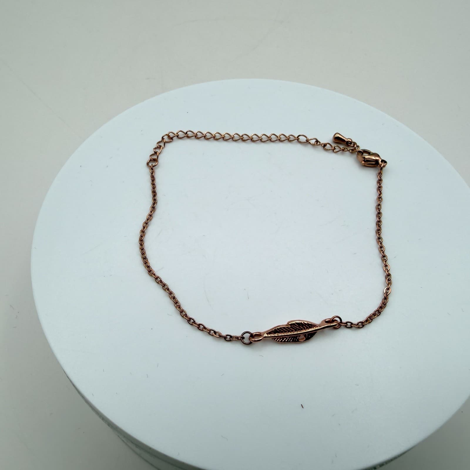 Vintage Y2K Rose Gold Tone Feather Bracelet Boho Women's Classic Jewelry - Thumbnail 3