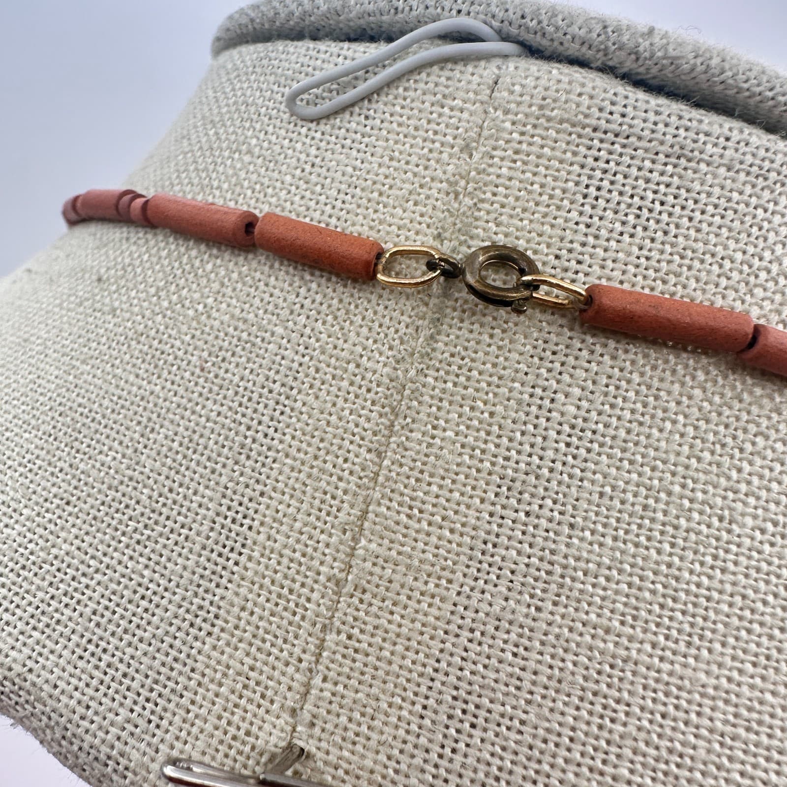 Vintage 90s Terracotta Wooden Beaded Necklace Statement Women's Classic Jewelry - Thumbnail 8