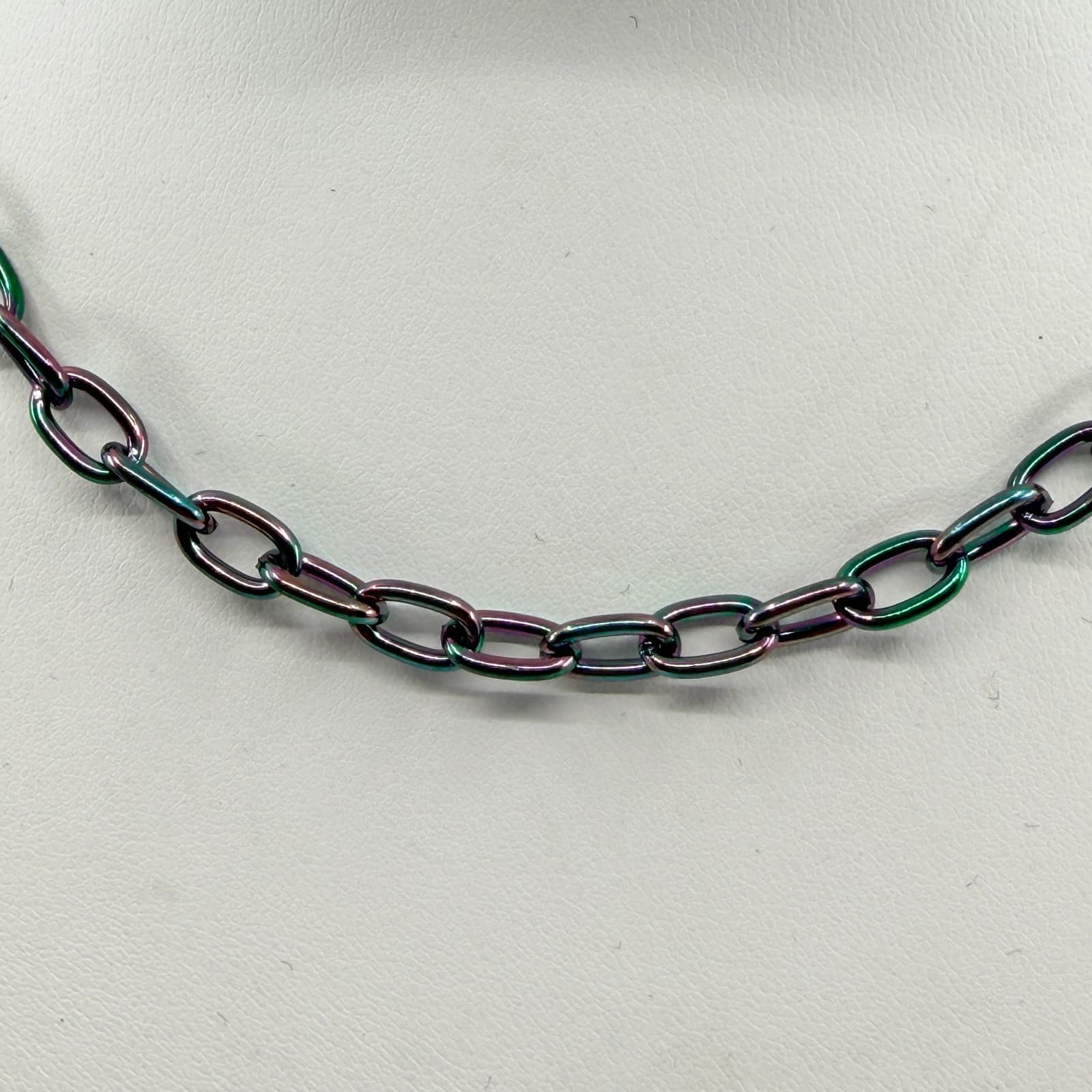 Vintage Iridescent Oil Slick Chain Necklace Multicolor Choker Retro Y2K Boho 90s - Thumbnail 2