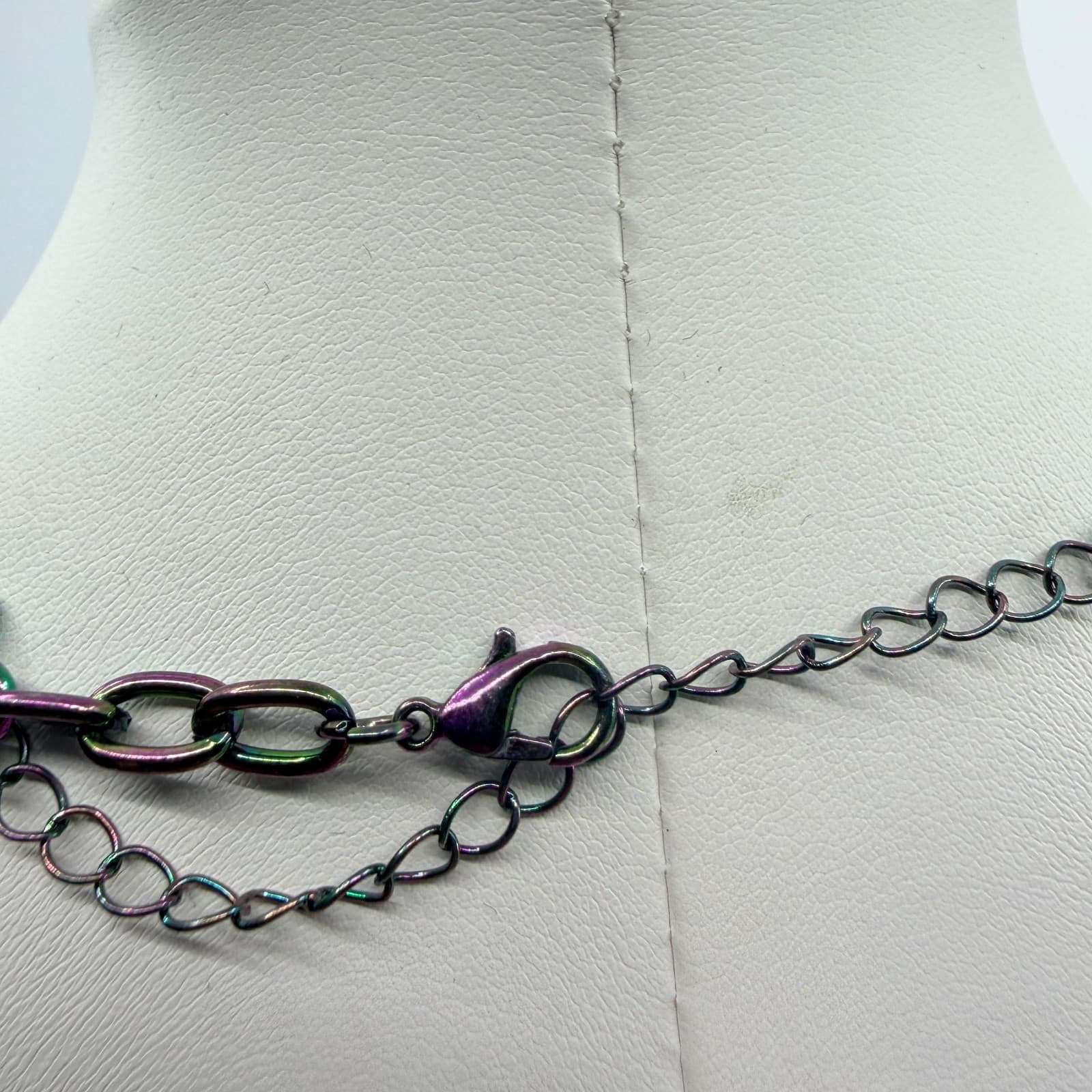 Vintage Iridescent Oil Slick Chain Necklace Multicolor Choker Retro Y2K Boho 90s - Thumbnail 6