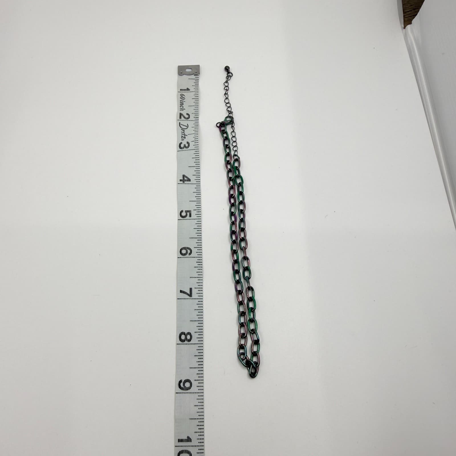 Vintage Iridescent Oil Slick Chain Necklace Multicolor Choker Retro Y2K Boho 90s - Thumbnail 8