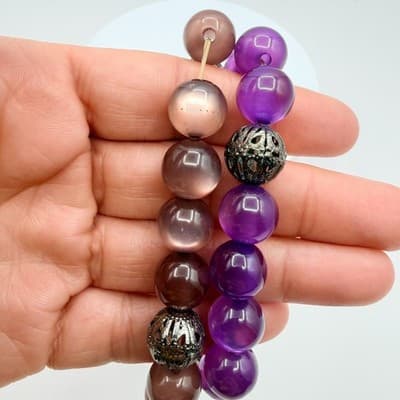 Vintage Y2K Silver Tone Beaded Stretch Bracelet Set Women's Classic Jewelry - Thumbnail 7
