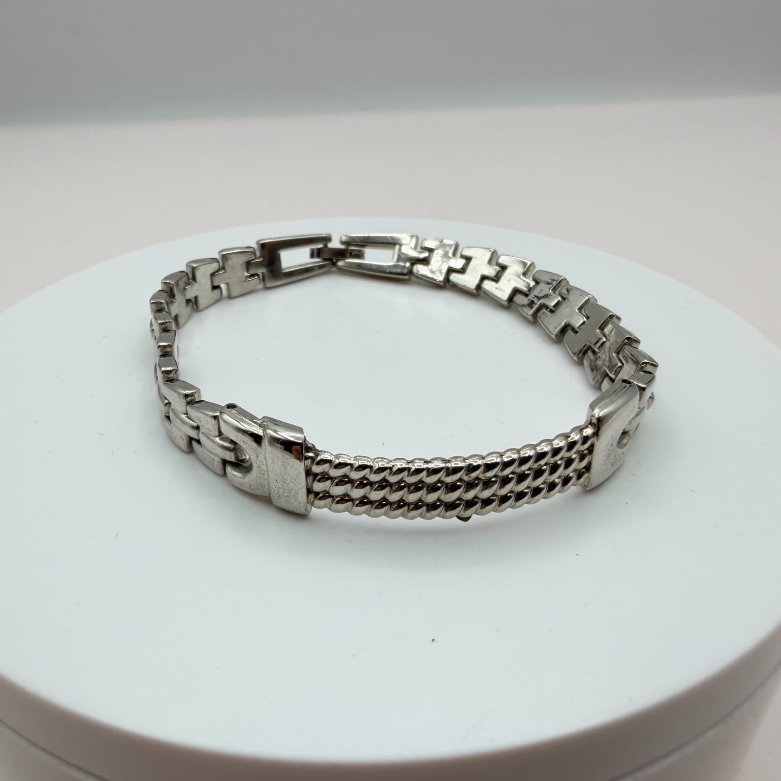 Vintage 90s Silver Tone Breil Edit Bracelet Boho Women's Classic Fashion Jewelry