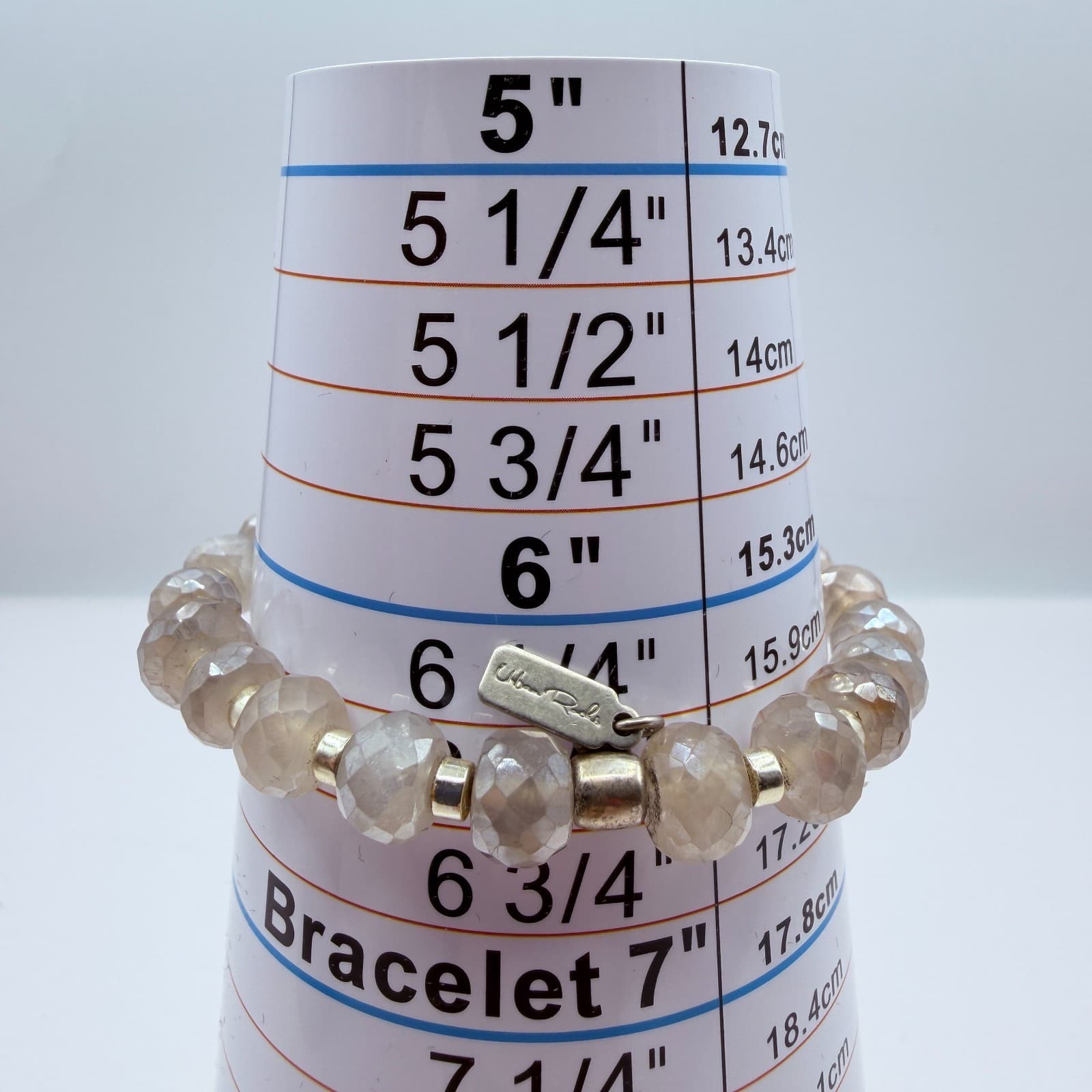 Vintage 90s Urban Rocks Silver Tone Faceted Beaded Stretch Bracelet Boho Jewelry - Thumbnail 10