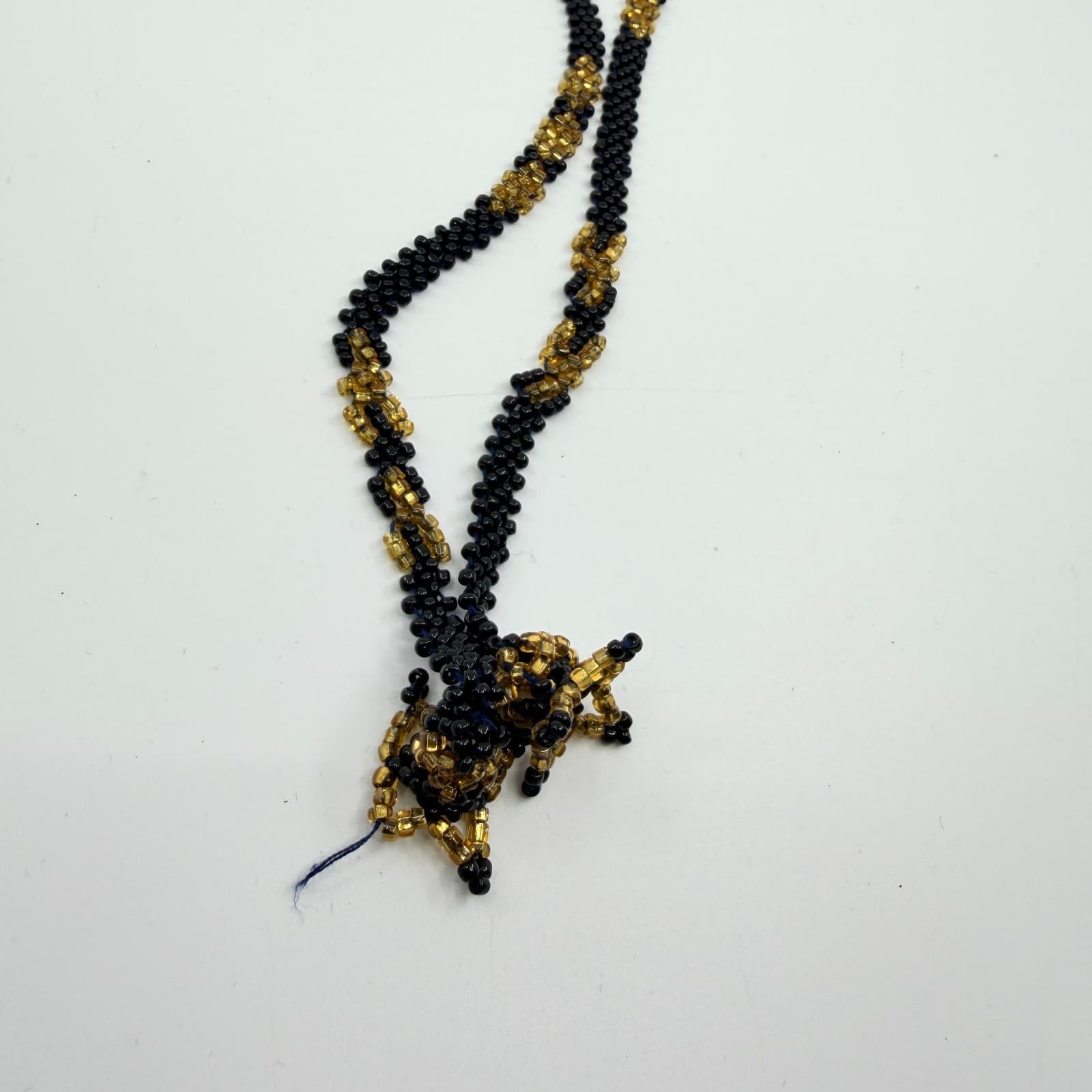 VTG Y2K Hand Woven Seed Bead Lariat Necklace Black Gold Tone Star Tassel Boho - Thumbnail 9