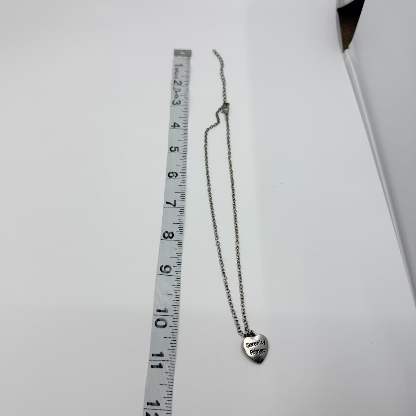 Vintage Silver Tone Serenity Heart Pendant Necklace Inspirational Statement Y2K - Thumbnail 7