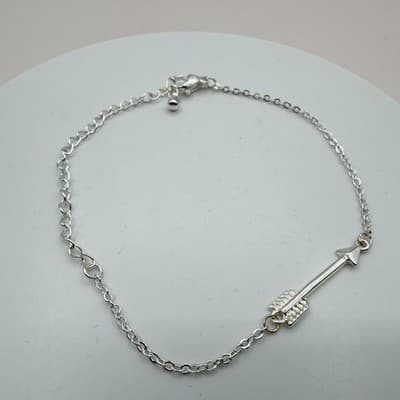 Vintage 90s Silver Tone Arrow Charm Bracelet Minimalist Women's Classic Jewelry - Thumbnail 5