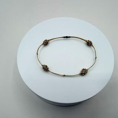 Vintage 80s Turquoise Opal Bracelet Gold Tone Flexible Wire Artisan Jewelry - Thumbnail 5