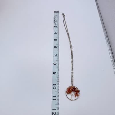 Vintage 90s Silver Tone Tree of Life Beaded Pendant Necklace Women's Jewelry - Thumbnail 8