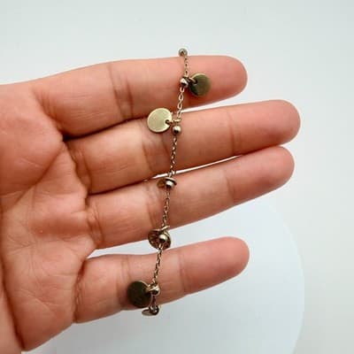 Vintage Y2K Gold Tone Textured Disc Charm Bracelet Adjustable Boho Style Jewelry - Thumbnail 3