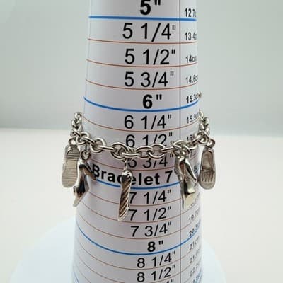 Vintage Y2K Silver Tone Shoe Charm Bracelet Women's Classic Fashion Jewelry - Thumbnail 10