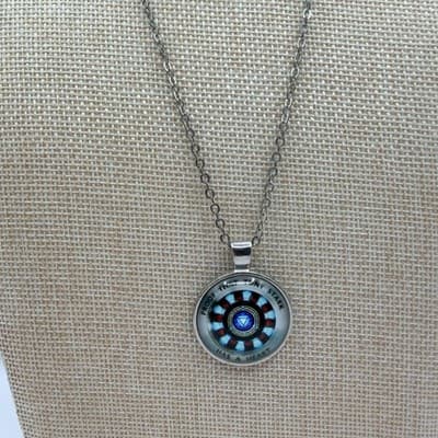 VTG 90s Proof That Tony Stark Has A Heart Iron Man Arc Pendant Necklace Jewelry - Thumbnail 4
