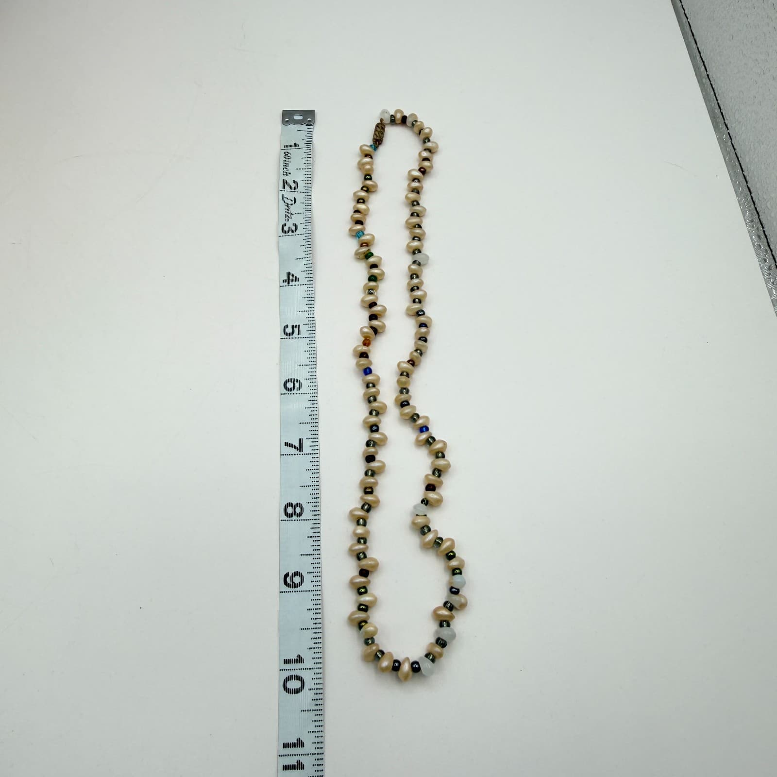 Vintage Faux Freshwater Pearl Necklace White Multi Color Beaded Chunky Statement - Thumbnail 11