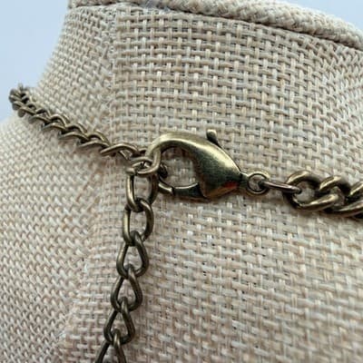 Vintage Y2K Brass Tone Multi Strand Rhinestone Teardrop Bib Necklace Jewelry - Thumbnail 9