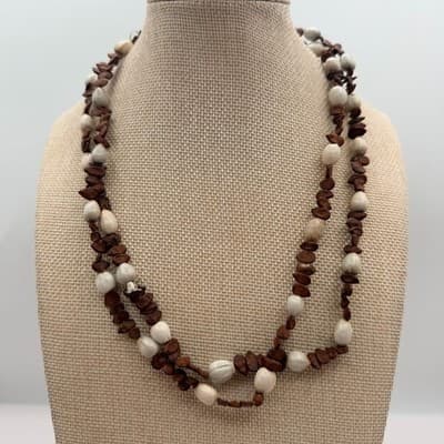 Vintage Y2K Job's Tears Seed Beaded Nut Pod Necklace Women's Classic Jewelry - Thumbnail 4