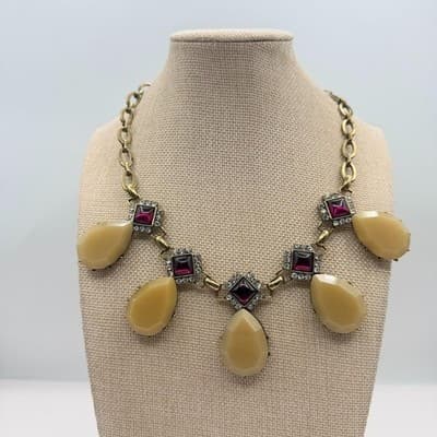 Vintage 80s Style Chunky Collar Necklace Rhinestone Halo Embellishments Jewelry - Thumbnail 5