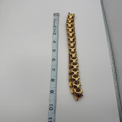 Vintage Y2K Gold Tone Interlocking Link Necklace Statement Women's Jewelry - Thumbnail 12