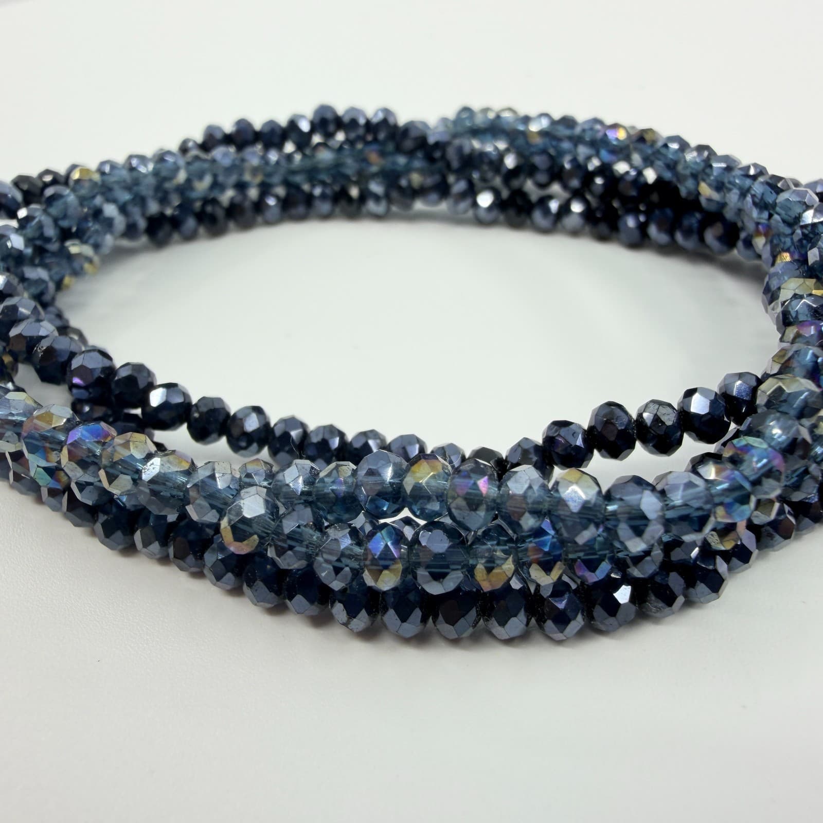 Vintage Navy Blue Crystal Beaded Multi Strand Wrap Bracelet Minimalist Boho Y2K - Thumbnail 7