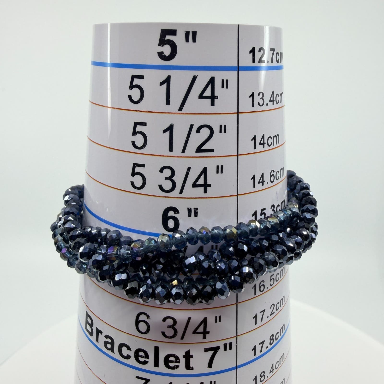 Vintage Navy Blue Crystal Beaded Multi Strand Wrap Bracelet Minimalist Boho Y2K - Thumbnail 10