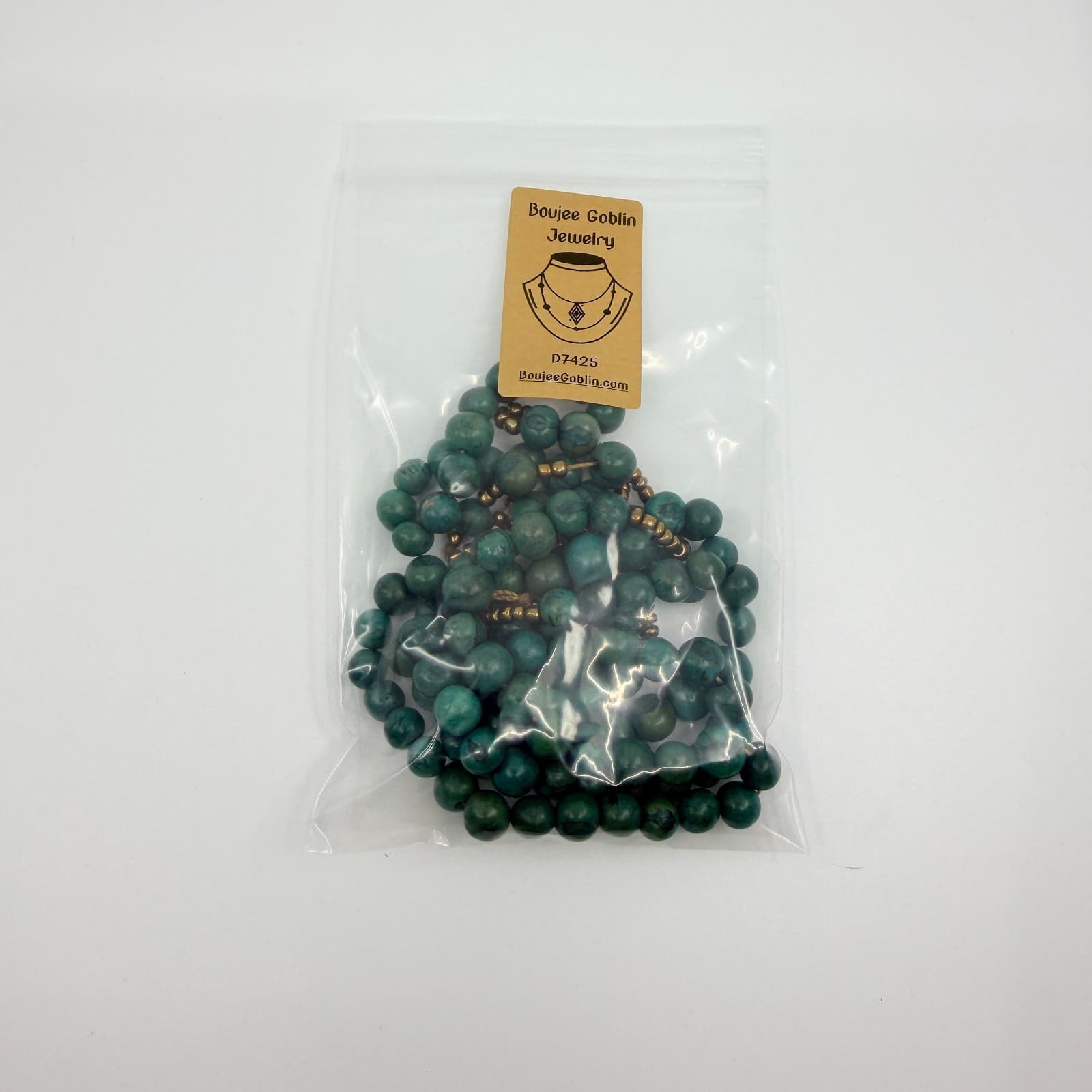 Vintage Triple Strand Green Faux Amazonite Bead Necklace Gold Tone Statement 90s - Thumbnail 12