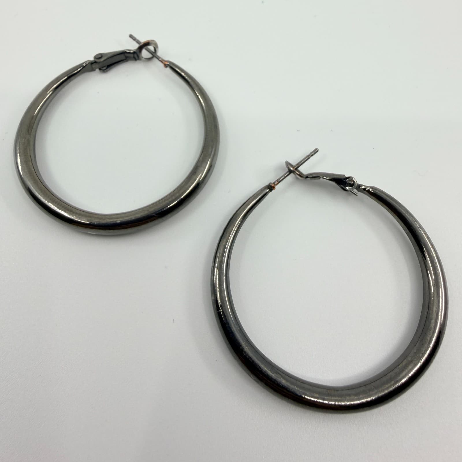 Vintage Stackable Stunner Gunmetal Bangle Bracelet Set Hoop Earrings Black Y2K - Thumbnail 9