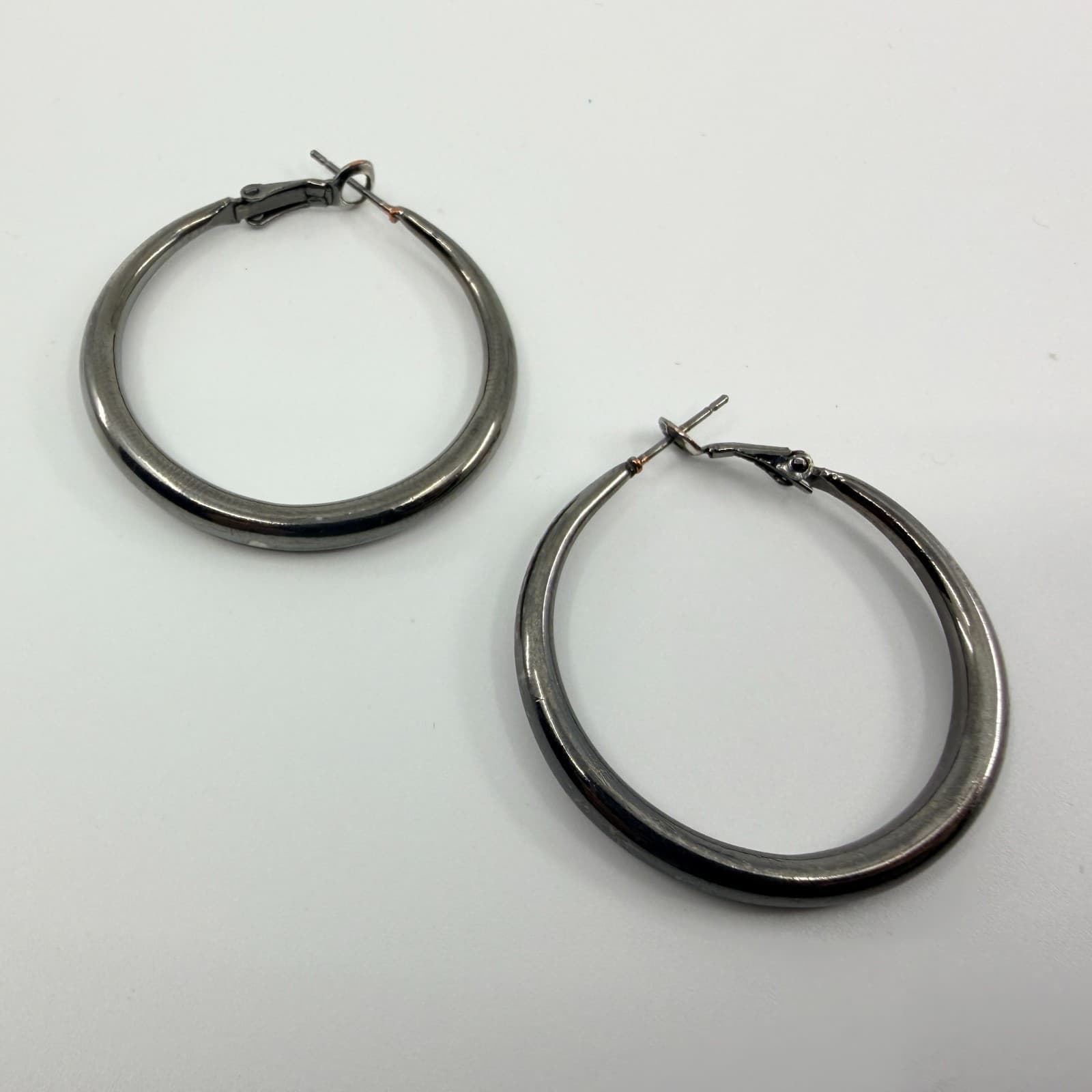 Vintage Stackable Stunner Gunmetal Bangle Bracelet Set Hoop Earrings Black Y2K - Thumbnail 12