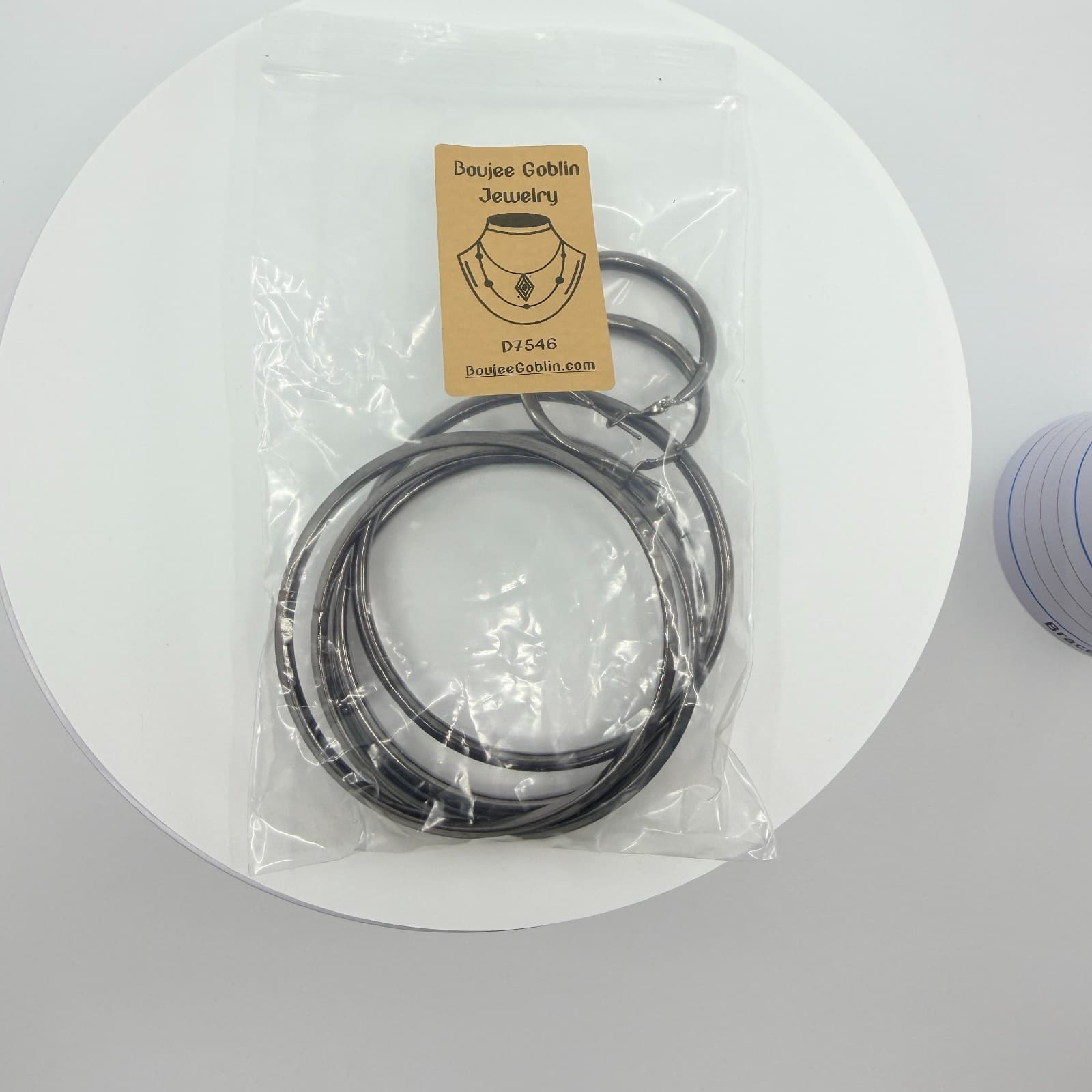 Vintage Stackable Stunner Gunmetal Bangle Bracelet Set Hoop Earrings Black Y2K - Thumbnail 16
