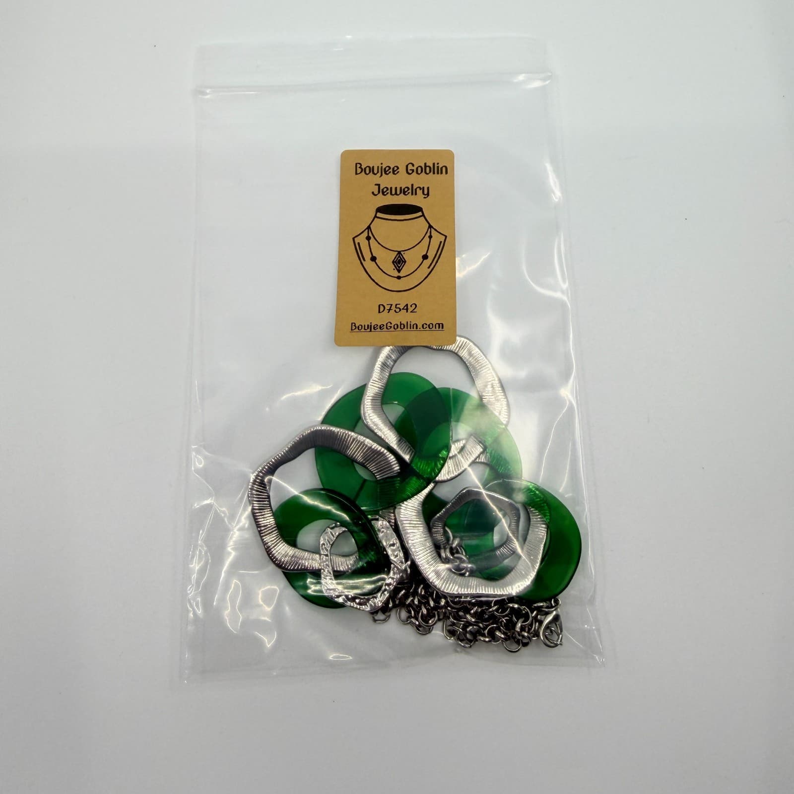 Vintage Paparazzi Urban Circus Green Acrylic Silver Tone Textured Link Statement - Thumbnail 11