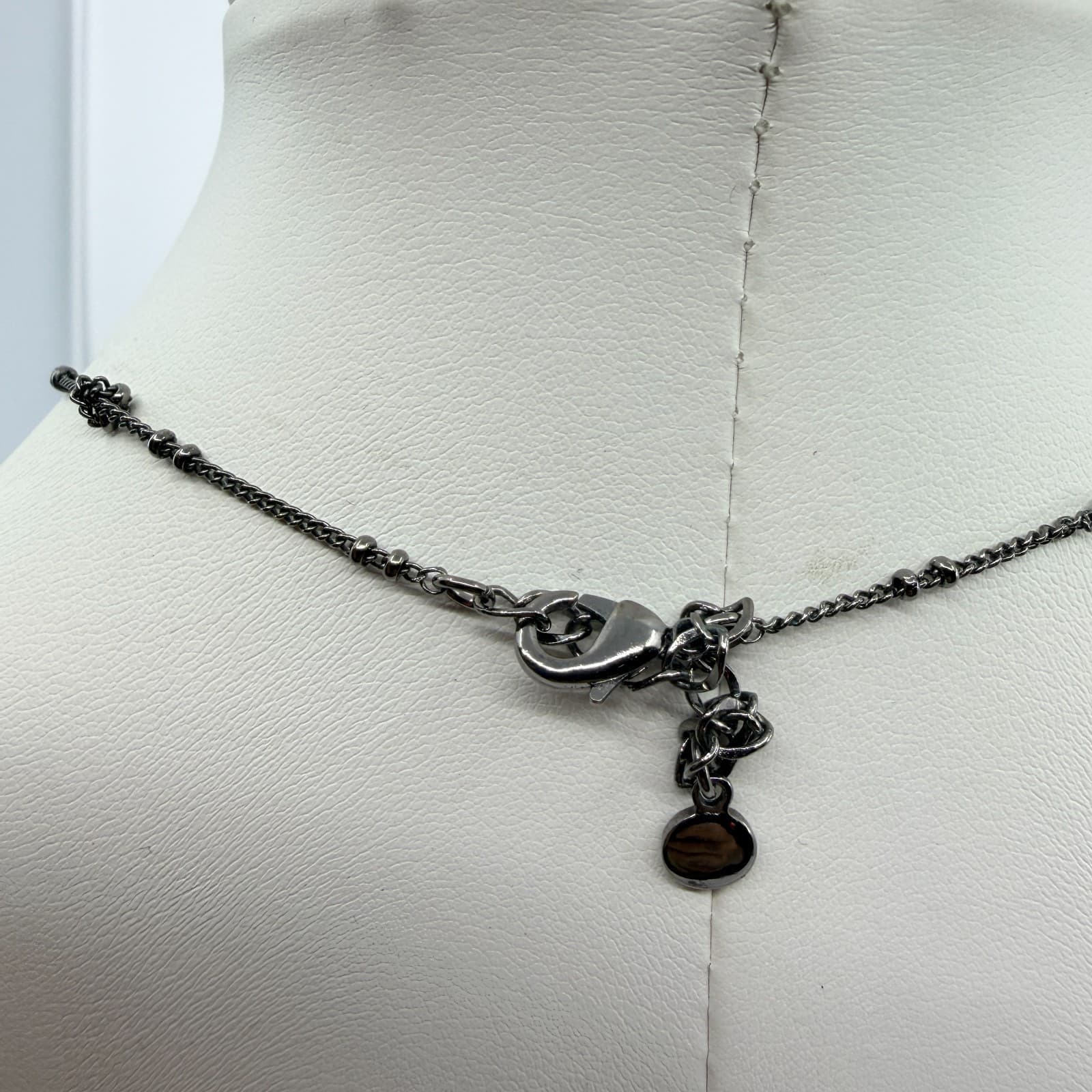 Vintage Gunmetal Tone Black Teardrop Pendant Necklace Statement Goth Y2K - Thumbnail 5