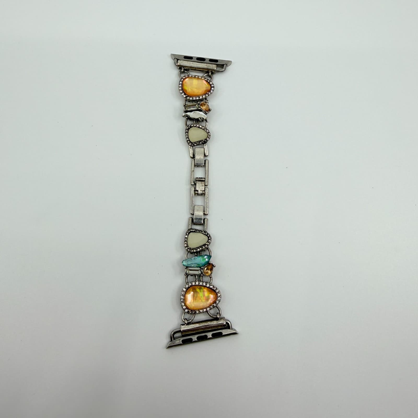 Vintage Boho Chic Mixed Media Stone Crystal Silver Tone Watch Band Bracelet Y2K - Thumbnail 2