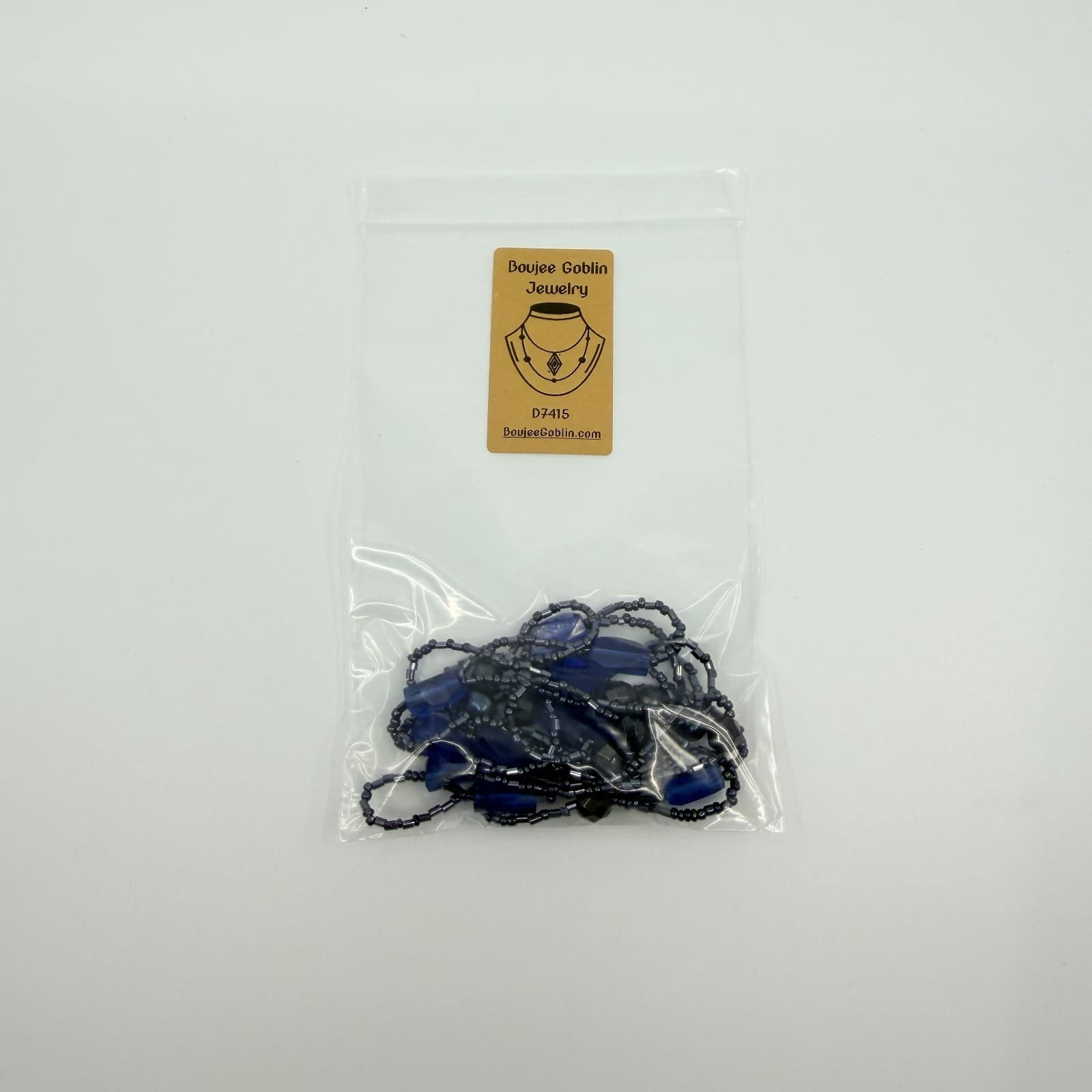 Vintage Black Seed Bead Double Strand Necklace Blue Crystal Black Pearl Accents - Thumbnail 9