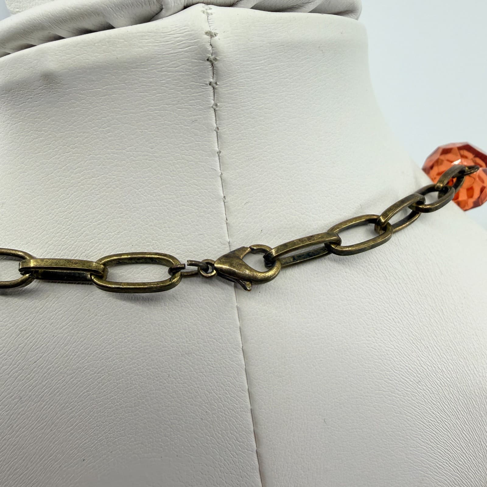 Vintage Earth Tone Beaded Necklace Faceted Amber Brown Minimalist Statement Boho - Thumbnail 7