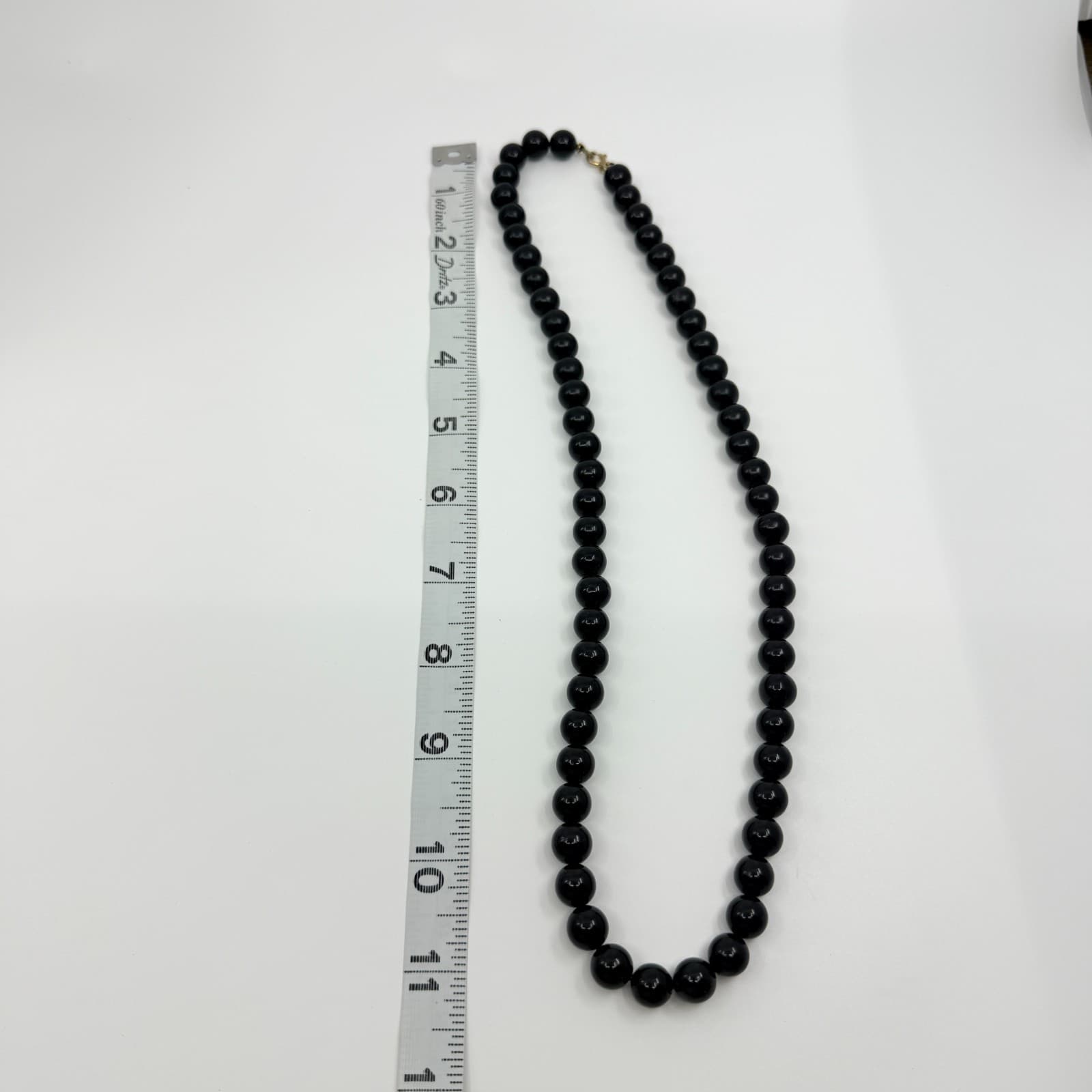 Vintage Black Bead Necklace Single Strand Minimalist Classic Retro Statement 90s - Thumbnail 8