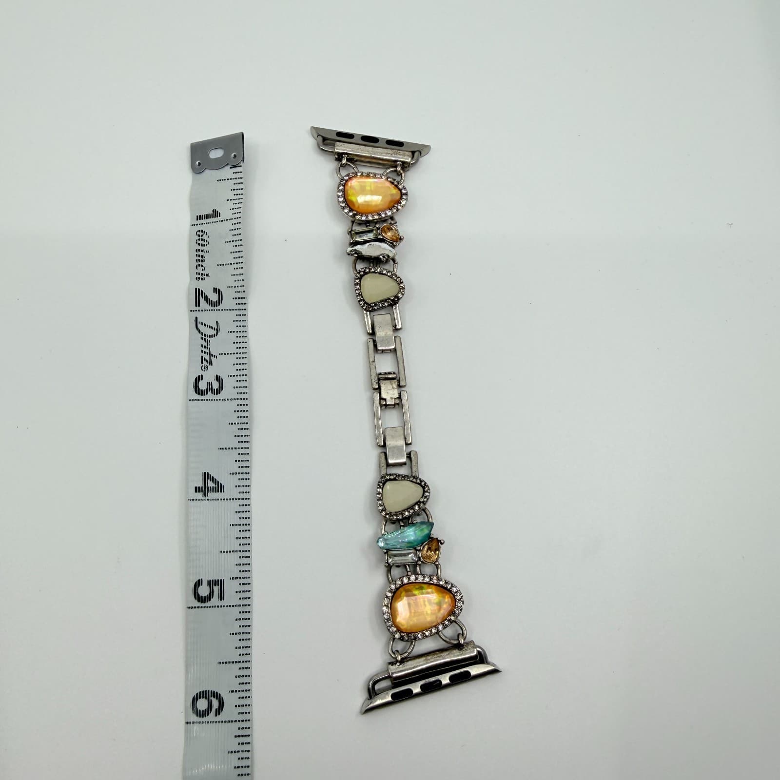 Vintage Boho Chic Mixed Media Stone Crystal Silver Tone Watch Band Bracelet Y2K - Thumbnail 8