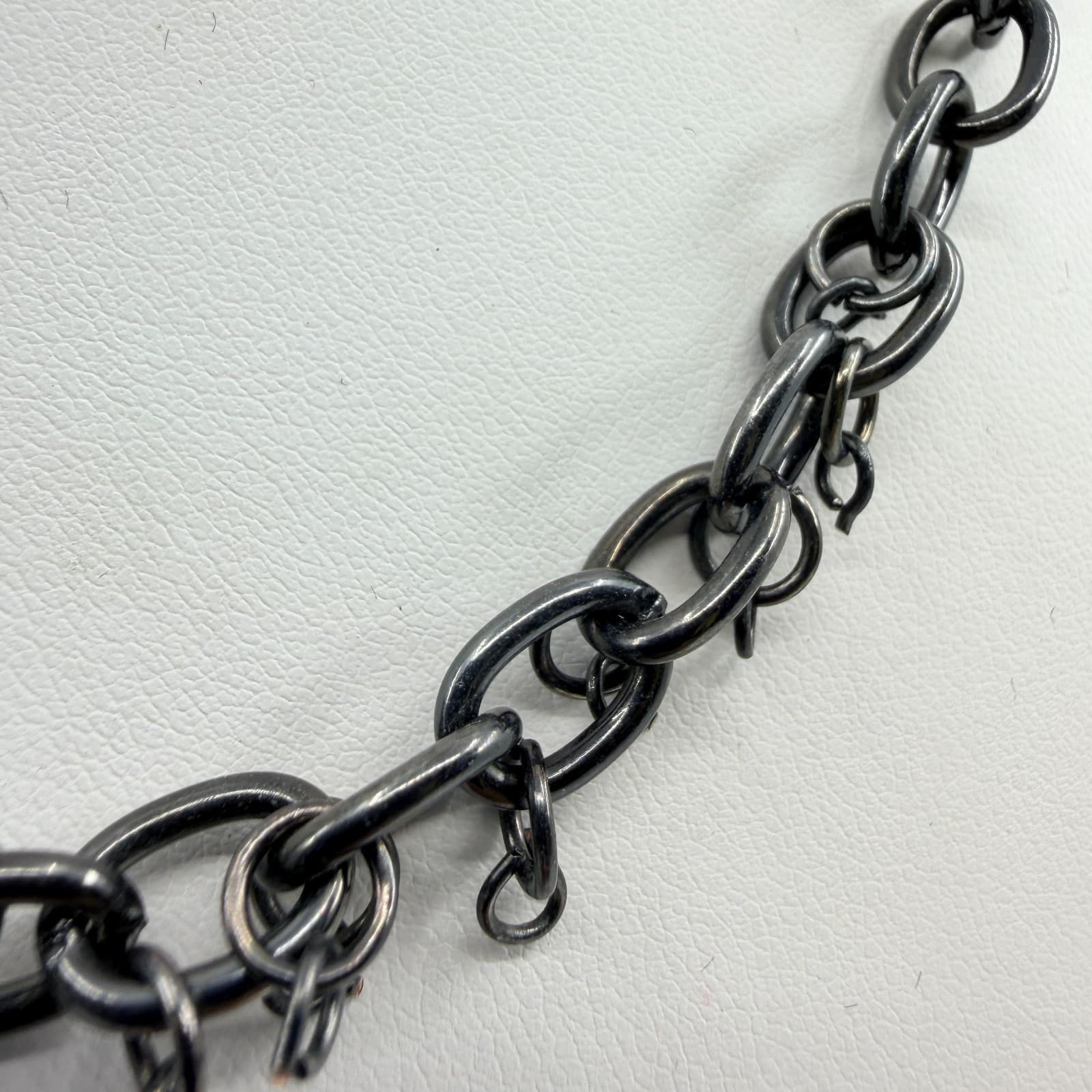 Vintage Gunmetal Tone Chain Necklace Multi Link Dainty Minimalist Goth Bold Y2K - Thumbnail 7