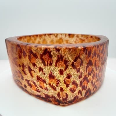 Bracelet Vintage Leopard Print Resin Bangle Chunky Statement Bold Y2K Boho 90s - Thumbnail 2