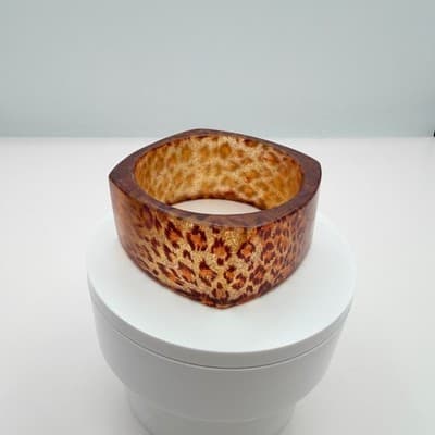 Bracelet Vintage Leopard Print Resin Bangle Chunky Statement Bold Y2K Boho 90s - Thumbnail 6