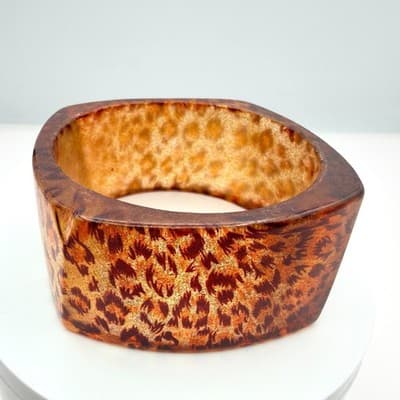 Bracelet Vintage Leopard Print Resin Bangle Chunky Statement Bold Y2K Boho 90s - Thumbnail 8