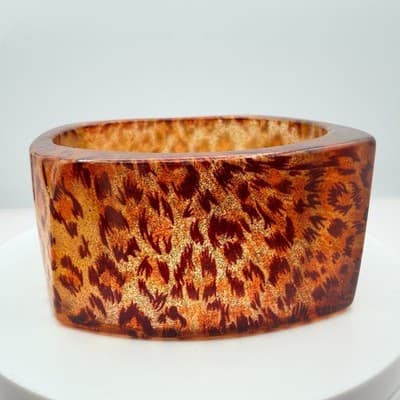 Bracelet Vintage Leopard Print Resin Bangle Chunky Statement Bold Y2K Boho 90s - Thumbnail 3
