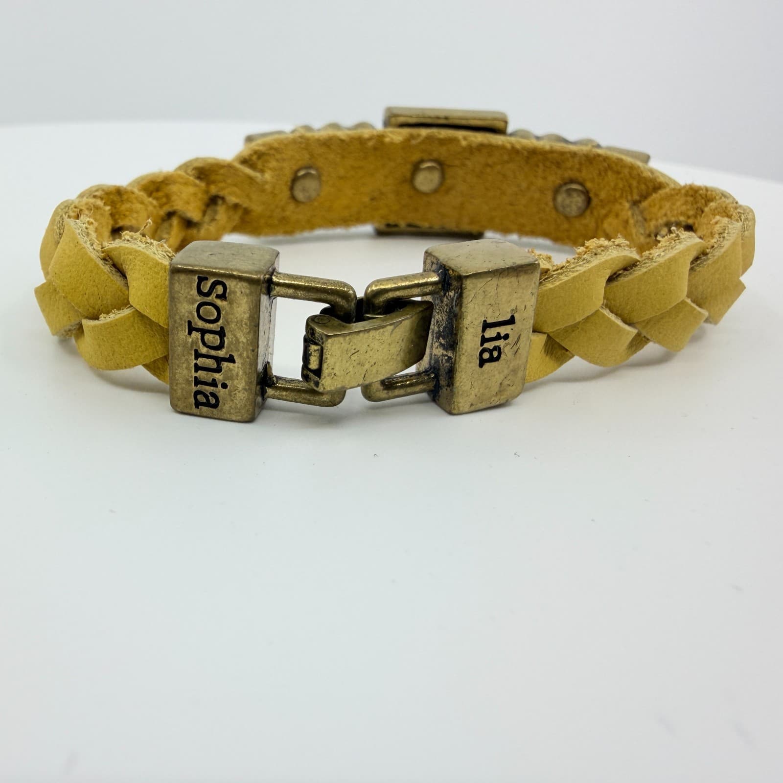 Vintage Antique Gold Tone Yellow Braided Statement Bracelet Rhinestone Bold Y2K - Thumbnail 5