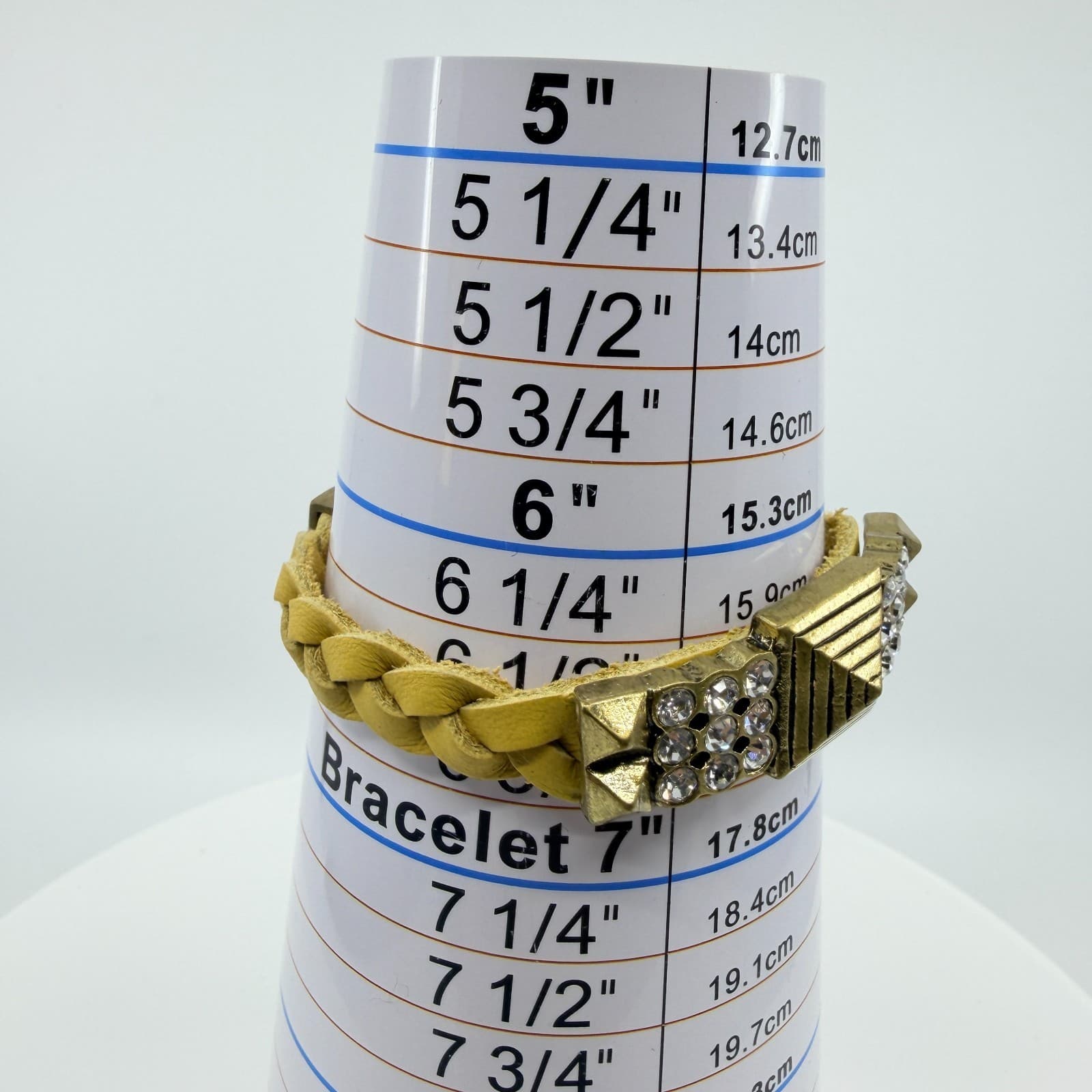 Vintage Antique Gold Tone Yellow Braided Statement Bracelet Rhinestone Bold Y2K - Thumbnail 7