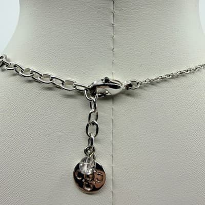 Vintage Silver Tone Yellow Teardrop Crystal Pendant Necklace Rhinestone Halo - Thumbnail 6