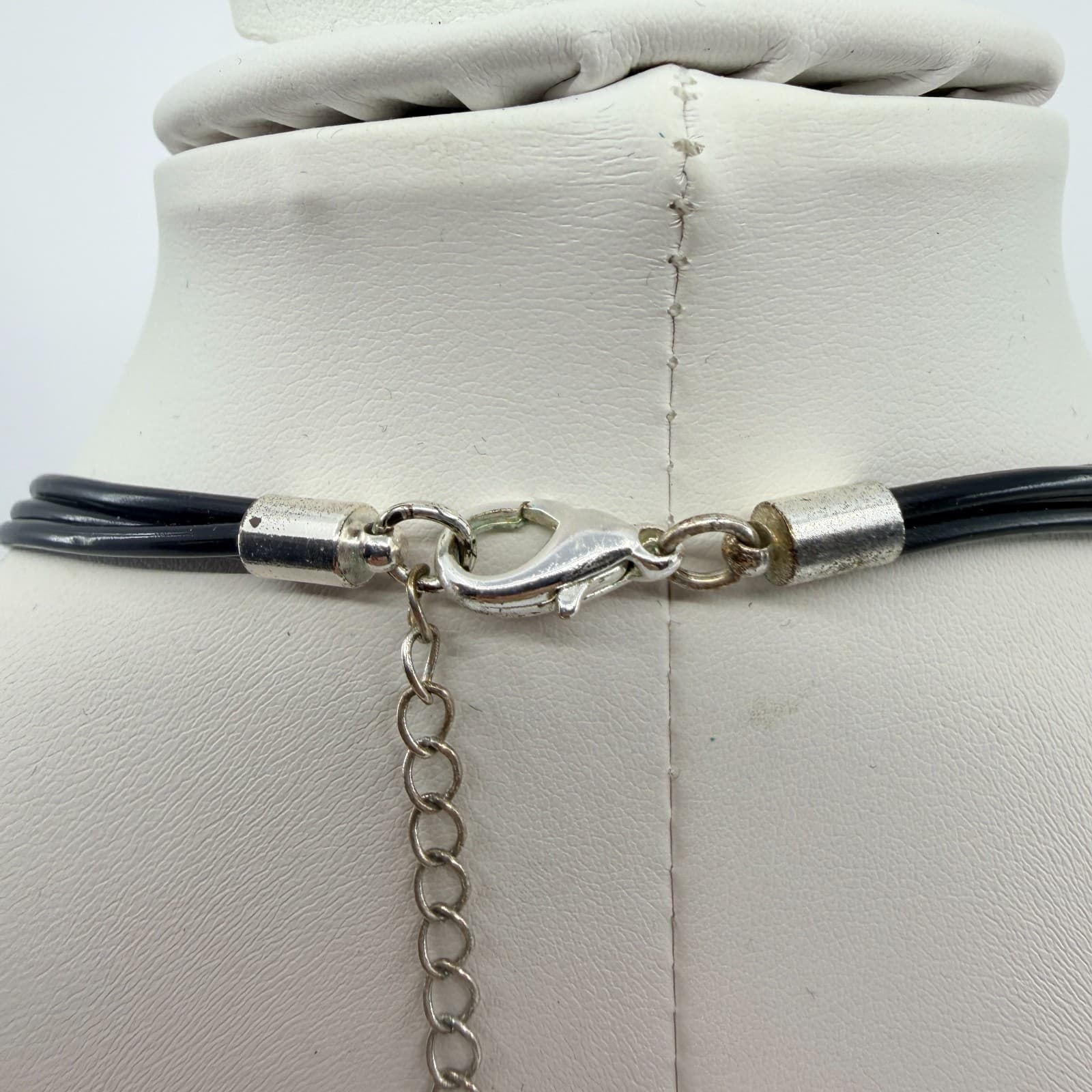 Vintage Two Tone Silver Gold Tone Swirl Teardrop Pendant Necklace Statement 90s - Thumbnail 7