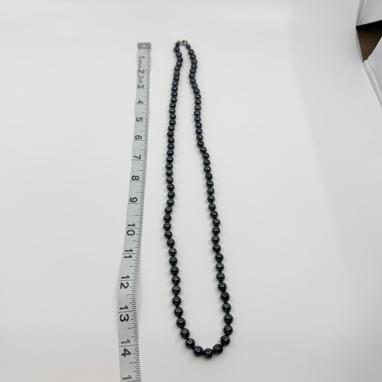 Vintage Hematite Tone Bead Necklace Single Strand Dark Gray Minimalist Retro 90s - Thumbnail 9