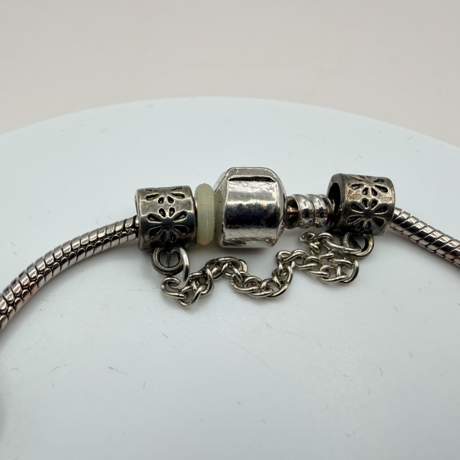Vintage Silver Tone Charm Bracelet Purple Faceted Beads Y2K 90s Style Statement - Thumbnail 5