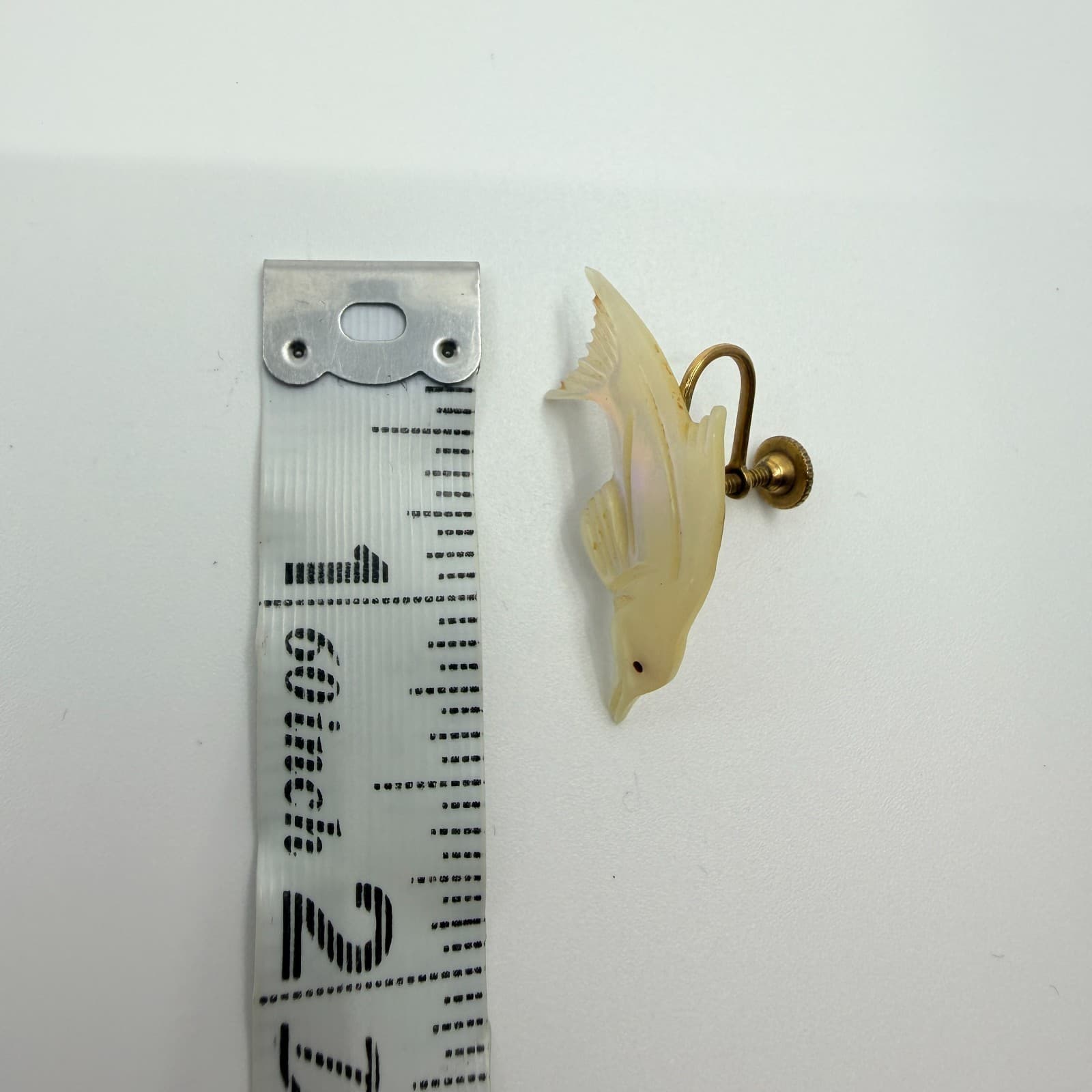 Vintage Gold Tone Iridescent Fish Dolphin Screw Back Earrings Beachy Boho Retro - Thumbnail 7
